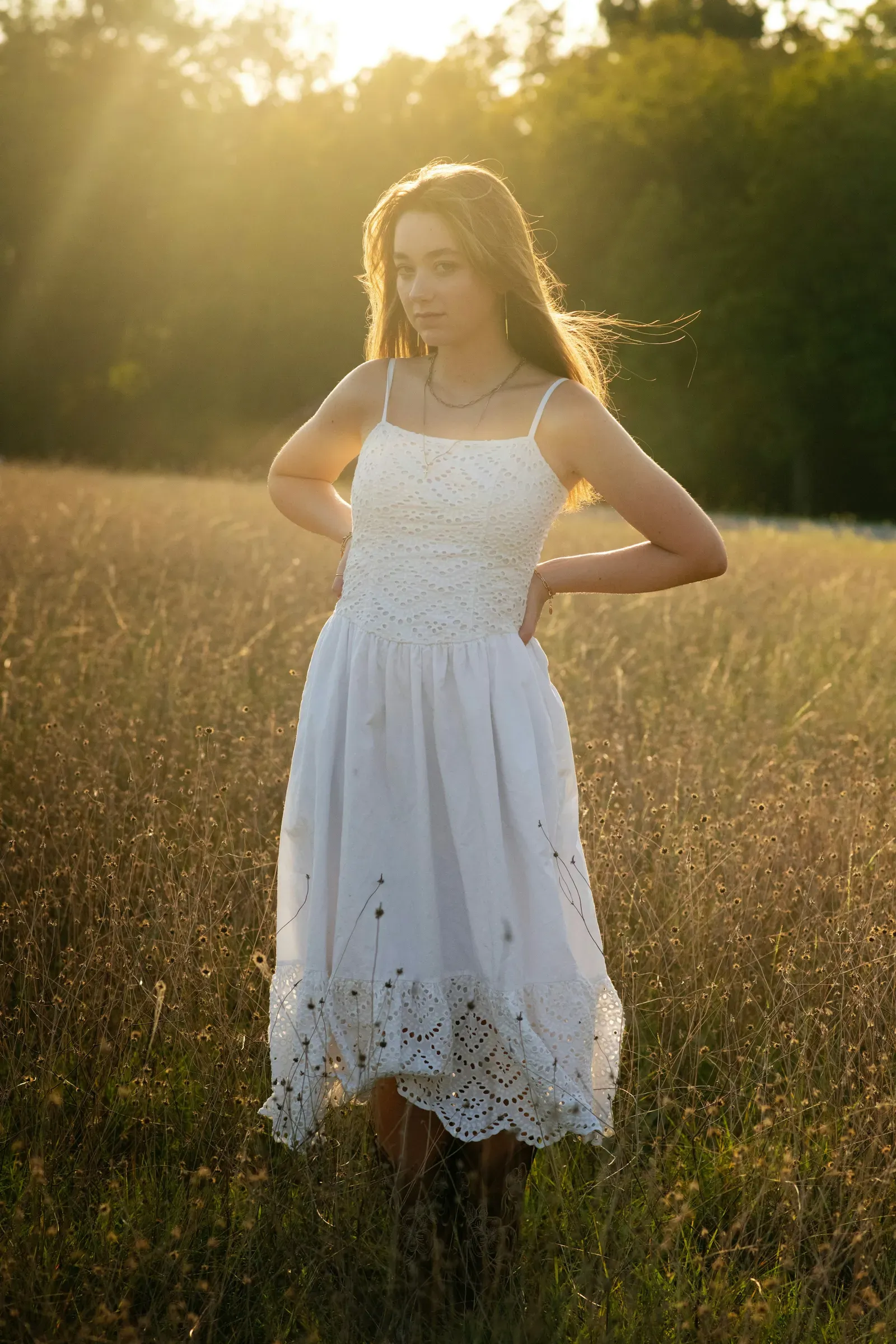 Standing still while the whole field goes gold around her.